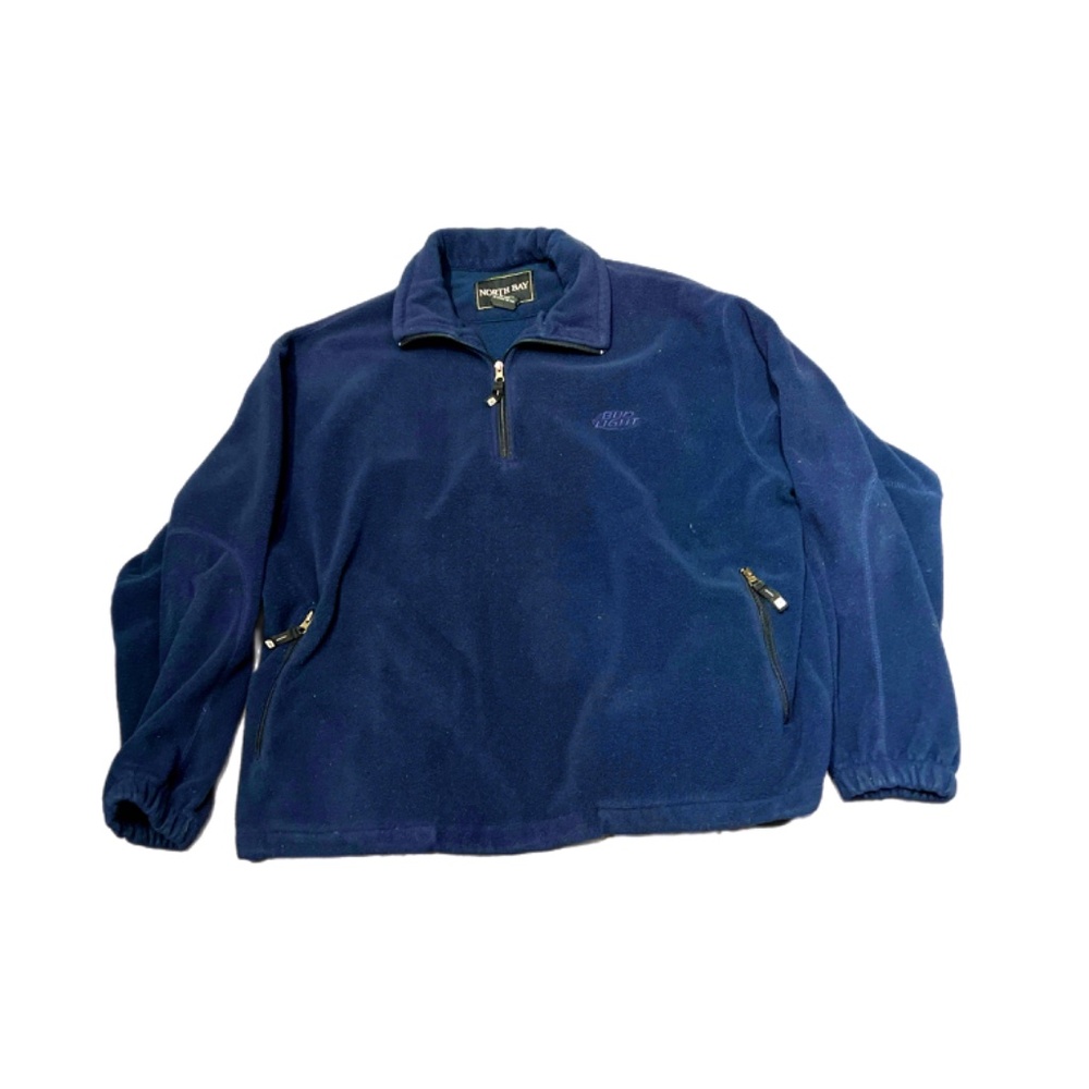 North Bay Mens Fleece Sweatshirt SZXL  Bud Light Navy Pullover Quarter Zip